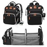 Astro alan Baby Diaper Bags with Changing Station, Waterproof Diaper Bag Backpack for Moms Dads with USB Charging Port, Baby Shower Gifts, Large Capacity diaper backpack, Black