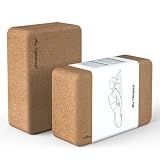 Cork Yoga Blocks 2 Pack,Support for Yoga, Pilates, Stretching | Natural cork yoga blocks with high-density support and non-slip grip for stable poses, stretching, yoga and Pilates practice