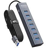 ABFCRTTW 4FT 7-Port USB 3.0 Hub Multiport Adapter for Desktop, Laptop