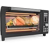 Nuwave Bravo Pro Smart Air Fryer Toaster Oven Combo, Airfryer Convection Oven Countertop, 12-in-1 Functions with Quicker & Even Crisp Technology, 1800W, 50-450°F, PFAS-Free, 21QT, Black