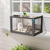 TOBYUL Cat Window Box Outdoor, Window Perch with Bug Proof Wire Mesh, Black