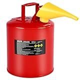 VEVOR Safety Metal Container, 5 Gallon Type I Red Metal Container for Liquid Material with Stainless Steel Flame Arrester, Self-Closing Lid & PE Funnel, Carbon Steel Flammable Saving with Handle