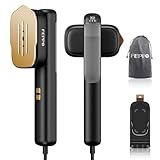 FEPPO Travel Steamer for Clothes, 110-240V Dual Voltage Portable Steamer & Iron 2 in 1, Fast Heat Up, 1100W Powerful Garment Steamer, Large Ceramic Heat Panel for Home & Global & Europe Traveling