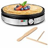 Gourmia 12” Crepe Maker – Nonstick Electric Griddle for Pancakes, Omelets & More, Precise Temp Control with Indicator Lights, Includes Spatula & Batter Spreader, Quick Cleanup, Stainless Steel Trim