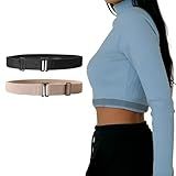 FaceWood Crop Top Tuck Waist Belt,Adjustable Invisible Elastic Band,Tucking Sweaters Shirts,Stretchy Decorative Cincher (Black + Khaki)