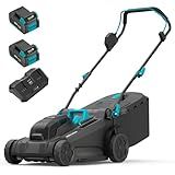 MightyMow 40V 18 inch Lawn Mower Cordless, Brushless Push Lawn Mower with 6-Position Cutting Height Adjustment, 2x4.0Ah Battery & Dual Charger Included