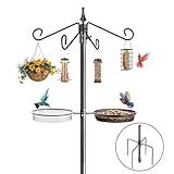 NestShld Bird Feeding Station Kit,81 Inch Metal Birds Feeder Stand with 4-Hook,Bird Bath and Mesh Tray,5-Prong Base