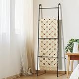 ABQ Blanket Ladder Outdoor Towel Rack for Pool, Decorative Metal Holder for The Living Room Bathroom, Black