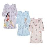 Disney Girls' 3-pack Nightgowns, Soft & Cute Pajamas for Kids, MULTI PRINCESS, 8