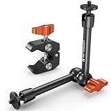 K&F CONCEPT 9.8" Magic Arm Clamp Kit with 1/4" & 3/8" Thread Screw 360° Ball Heads Articulating Magic Arm Camera Mount for Monitor, Flash, LED Light, Microphone, Camera Cage, Action Camera
