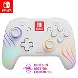 PDP Afterglow Wave Wireless Nintendo Switch Pro Controller with Motion Controls, Fully Licensed for Switch/OLED Model, Customizable LED Lighting, 30 Foot Range, 20 Hr Rechargeable Battery Power: White