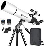 Telescopes for Adults Astronomy, 80mm Aperture 600mm Refractor Telescope for Kids & Beginners, Compact and Portable Travel Telescopio with Backpack