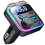 JOYROOM Bluetooth 6.0 Car Adapter FM Transmitter 81W Bluetooth Cigarette Lighter Adapter [PD45W&QC36W] Fast Charging Dual Mics HiFi Bass LED Display Wireless Radio Hands-Free Calling Support USB Drive