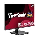 ViewSonic VA2456A-MHD 24 Inch 1080p Monitor, IPS Display with 120Hz for Enhanced Home and Office Productivity, Eye Care Technology, HDMI, DisplayPort, and VGA Inputs