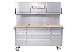 IDEALHOUSE 72 inch Rolling Tool Chest, Garage Workbench with 15 Drawers, Solid Rubber Wood Top & with Wheels Lock Key Locking, Mobile Workstation Tool Cabinet for Workshop Storage