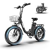 GOKEEP 1300W Folding Electric Bike, 75 Miles PAS Range, 52V 13Ah Removable Battery, 20" Fat Tire & Front Suspension Electric Bicycles, 28MPH 7-Speed Commuter Ebike, Max 330LBS, UL2849 Certified, Black