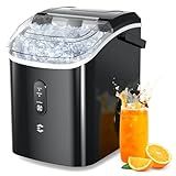 EASYERA Nugget Ice Maker Countertop, 33LBS/24H, Self-Cleaning Portable Pebble Ice Machine with Soft Chewable Pellets Sonic Ice, Buscket and Scoop, for Home/Kitchen/RV/Party/Camping/Office, Black