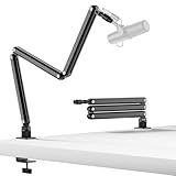 TODI Mic Arm for Lightweight Mics, Microphone Arm Rotatable, Storable Desk Mic Stand for Bear 3LB with Mount Clamp, Mic Stand Boom Arm with Cable Channel with 3/8'' 5/8'' Thread for Podcast, Gaming