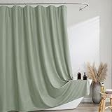 Ebesto Sage Green Shower Curtains for Bathroom, Waffle Embossed Textured Soft Fabric Hotel Shower Bath Curtain, Modern Polyester Water Repellent Machine Washable Bath Decor, 72Wx72L Inches