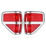 Boine F150 Tail Light Compatible With 2009 2010 2011 2012 2013 2014 Ford F150 F-150 Pickup Driver and Passenger Side Rear Tail Light Lamp Housing - Chrome trim