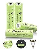 JiajaX Ni-MH Rechargeable AA Batteries, AA 600mAh 1.2V Solar Batteries for Garden Landscaping Outdoor Solar Lights, String Lights, Pathway Lights (4 Pack)