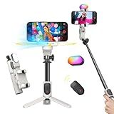 AOCHUAN Gimbal Stabilizer for iPhone, Sefie Stick Tripod with Auto Face Tracking for TIK Tok YouTube Video Recording, 4 in 1 Gimbal Stabilizer with 360° Rotation for iPhone/Andriod -M1 Pro White