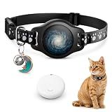 Cat Tracker Collar with Finder Tag - Waterproof Airtag Cat Collar, Black