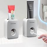 Automatic Toothpaste Dispenser for Kids, 2 PCS Toothpaste Squeezer for Kids & Family Shower Decor, is Wall Mounted Bathroom Accessories Organizer (Gray, 2PACK)