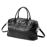 befen Vintage Genuine Leather Satchel Tote Bag, Retro Waxed Leather Purses for Women, Luxury Top Handle Handbag Shoulder Bags, Black Cross Body Doctor Bag for Work Travel Casual