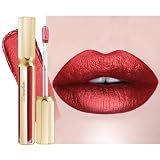 Dark Red Lipsticks for Women Metallic Glitter Long Lasting Lipstick