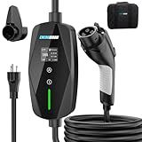 Level 1&2 EV Charger -16Amp Adjustable Current Home Charging Station with 110V-240V NEMA 6-20 Plug & 5-15 Adapter, 25FT Cable Portable Electric Vehicle Car Charger, SAE J1772 Charging Station for Home