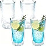 Unbreakable 16oz Tumblers Set of 4 - Plastic Double Wall Insulated Cups, Shatterproof Clear Travel Mugs Keep Drinks Cold & Hot, Reusable BPA-Free for Camping, Party, Office, Home Use (Hand Wash)