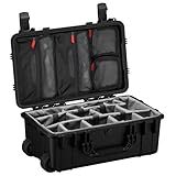 Condition 1 22" Large Rolling Lockable Hard Storage Case w/Padded Divider & Lid Organizer, Model 300, Waterproof Protective Box for Camera & Production Gear, Made in USA, 21.84"x13.82"x9" Black