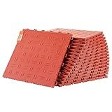 VEVOR Interlocking Garage Floor Covering Tiles, 50 Pack, 12 x 12 x 0.53 inch, Double-Sided Texture, Non-Slip, Red