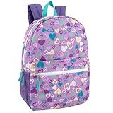 17 Inch Backpack with Side Pockets for Girls for School, Travel, Hiking, Camping (Festive Hearts)