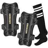 Soccer Shin Guards for Youth Kids Toddler, Upgraded Double Straps & Thicker, More Stable Protected Soccer Equipment - Football Gear for 3-5-7 4-6-8-10-12-14 Years Old Child Teens Boys Girls (Black, M)