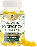 Hydration Electrolyte Gummies - Daily Liquid Replenisher Gummy - Electrolyte Multiplier with Minerals, Potassium & Real Salt - Vegan, Non-GMO - Tasty Lemon Flavor Hydration Electrolytes - 120 Gummies