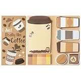 B1ykin Cute Sticky Notes Set - I Just Really Like Coffee Self-Stick Notes Pad, 550 Sheets Writing Memo Pages Sticky Notepad for Teacher Appreciation Gifts, School Office Party Favors Supplies (Coffee)