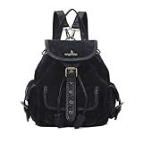 Angel Kiss Small Corduroy Backpack Purse for Women, 3-in-1 Convertible Shoulder Bag with Detachable Straps, Vintage Multi-Pocket Mini Daypack with Vegan Leather Trim for Travel & Everyday