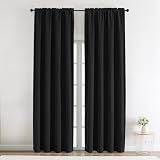 Phating 2 Panels Rod Pocket Fire Retardant Curtains, Black, W52 x L72