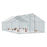 Outvita Chicken Coop, 19.5×10 FT Large Metal Chicken House, Poultry Habitat Cage with Waterproof Cover, Walk-in Chicken Run Pen for Small Animals, Yard, Farm, Patio