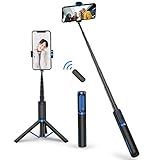ATUMTEK Selfie Stick Tripod, 3-in-1 Extendable Aluminum Phone Tripod with Detachable Bluetooth Remote, Compatible with iPhone 17/16/15/14/13/12/11/11 Pro/XS Max/XR and Samsung Smartphones, Blue