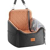 HiPetpy Dog Car Seat for Small Dog with Washable Mat, Booster Seat for Dogs Under 30lb, Elevated Pet Seat with Pockets, Anti-Slip Bed for Car, Perfect for Front & Back Seats with Safety Leash