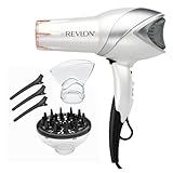 REVLON Infrared Hair Dryer with Diffuser & Concentrator - Ionic Ceramic Blow Dryer for Frizz Control, Shine, Soft Hair & Moisture Protection - 1875W Professional Salon-Quality (White)
