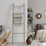 Blanket Ladder Decorative Towel Rack Holder for Bathroom, Wall Leaning Metal Drying Quilt Stand for Living Room Bedroom Farmhouse Home Decor, for Women Mom Mother Her Wife - Black