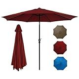 OLIXIS 9FT Patio Table Umbrella with Tilt and Crank Button & 8 Sturdy Ribs Waterproof, 9 Feet Outdoor Patio Umbrella Sun Shade for Pool, Terrace, Beach and Restaurant, Red
