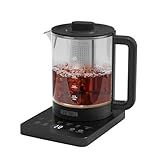 Aesthetern Electric Tea Kettle with Infuser Temperature Control and Automatic Shut Off 24 H Keep Warm for Coffee Water Heater and Tea Pot Glass Black 1.5L