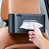 MTGOCHA Car Tissue Holder, Large Tissue Box Cover Keep Tidy, Premium PU Leather Backseat Napkin Holder Tissues Dispenser for Car Fits Standard 80-160 Count Tissue Boxes, Black