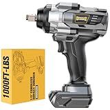 Cordless Impact Wrench 1/2 inch for DeWalt 20v Battery, Impact Wrench 1000Ft-lbs(1360N.m) High Torque Brushless Electric Impact Gun, Power Impact Driver with 4-Mode Speed, LED Work Light(no battery)