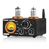 Douk Audio ST-01 PRO 200W Bluetooth Amplifier, 2 Channel Vacuum Tube Power Amp with USB DAC/Coaxial Optical Inputs/VU Meter/Treble Bass Control for Home Theater/Stereo Speakers (Upgrade Version)